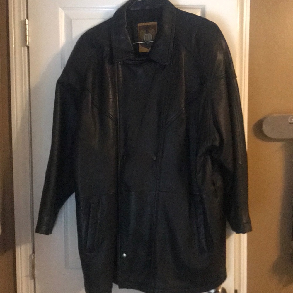 Black leather coat